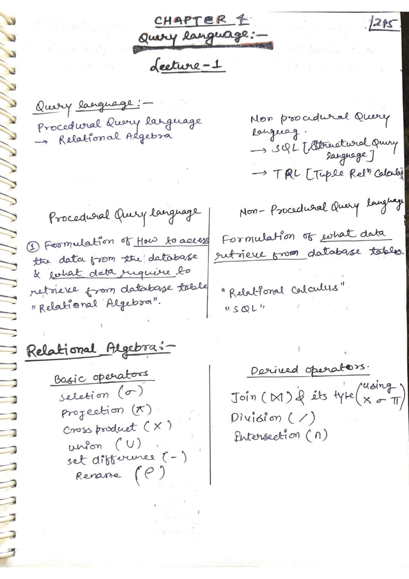 [DBMS] : Query Language part 1