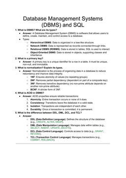 Comprehensive DBMS & SQL Notes for B.Tech/MCA Students | Interview Preparation Guide