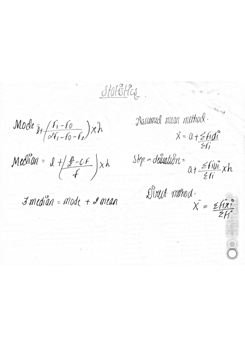 Statistics formula 