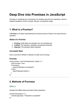 Deep Dive into Promises in JavaScript