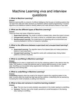 Top 200+ Machine Learning Viva and Interview Questions with Answers