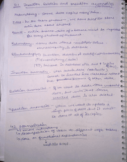 Handwritten DBMS Notes PDF – Unit 2(i) | Insertion, Deletion & Normalization (1NF, 2NF) | B.Tech 2nd Year, IV-Sem (2025-26)
