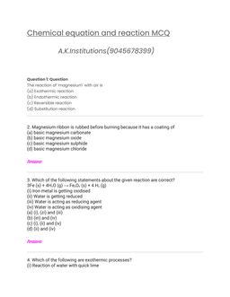 Important mcq of chapter first of chemistry class 10 