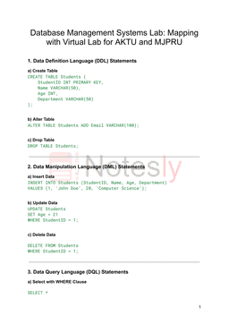 Database Management Systems Lab Solutions