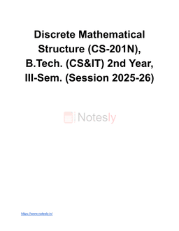 Discrete Mathematical Structure (CS-201N) Notes PDF –Sets, Relations & Functions (2025-26)
