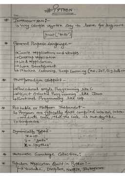 Free Handwritten Python Notes PDF | Full Syllabus for AKTU, MJPRU, Jadavpur, SRM, JMI, DTU & More