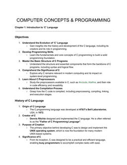 Introduction to C Language: Chapter 1 Class Notes for GATE & B.Tech Exams | AKTU, MJPRU ,CSJMU,HBTU & other colleges