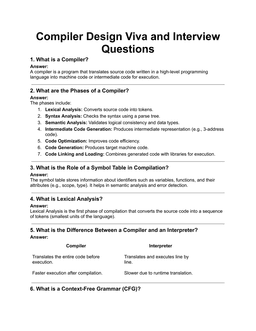 Compiler Design Viva & Interview Questions PDF | Quick Revision Cheatsheet 2025-26 | Full Syllabus for AKTU, MJPRU, Jadavpur & More