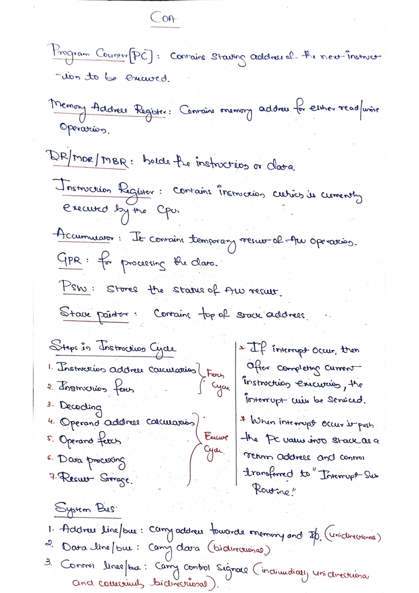 Handwritten COA Notes PDF for GATE & College Exams | COA Quick Revision Cheatsheet 2025-26 | Full Syllabus for AKTU, MJPRU, Jadavpur & More
