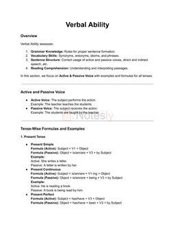 Verbal Ability: End to end Tenses, and Usage for Competitive Exams