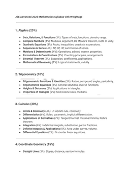 JEE Advanced 2025 Mathematics Syllabus with Chapter-wise Weightage & Prep Tips