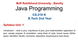 Java Programming (CS-210N) Notes PDF – Quick Revision for B.Tech (2025-26)