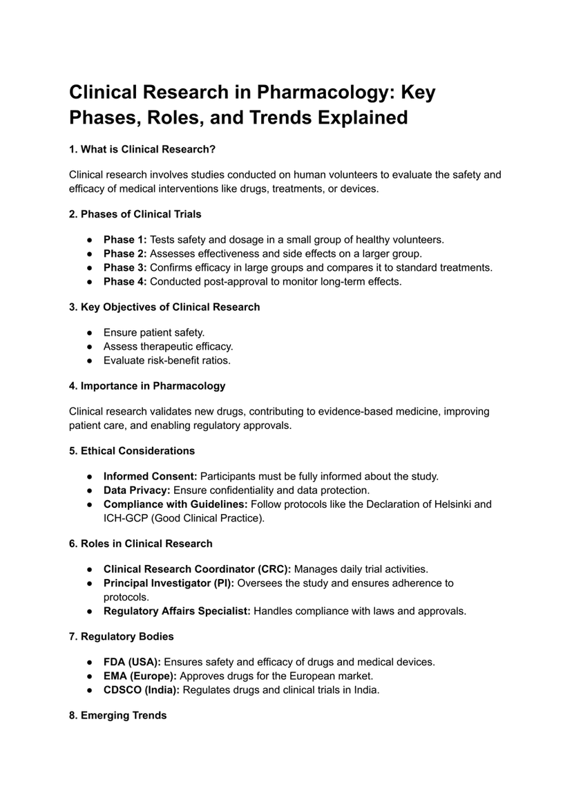Clinical Research in Pharmacology: Key Phases, Roles, and Trends Explained