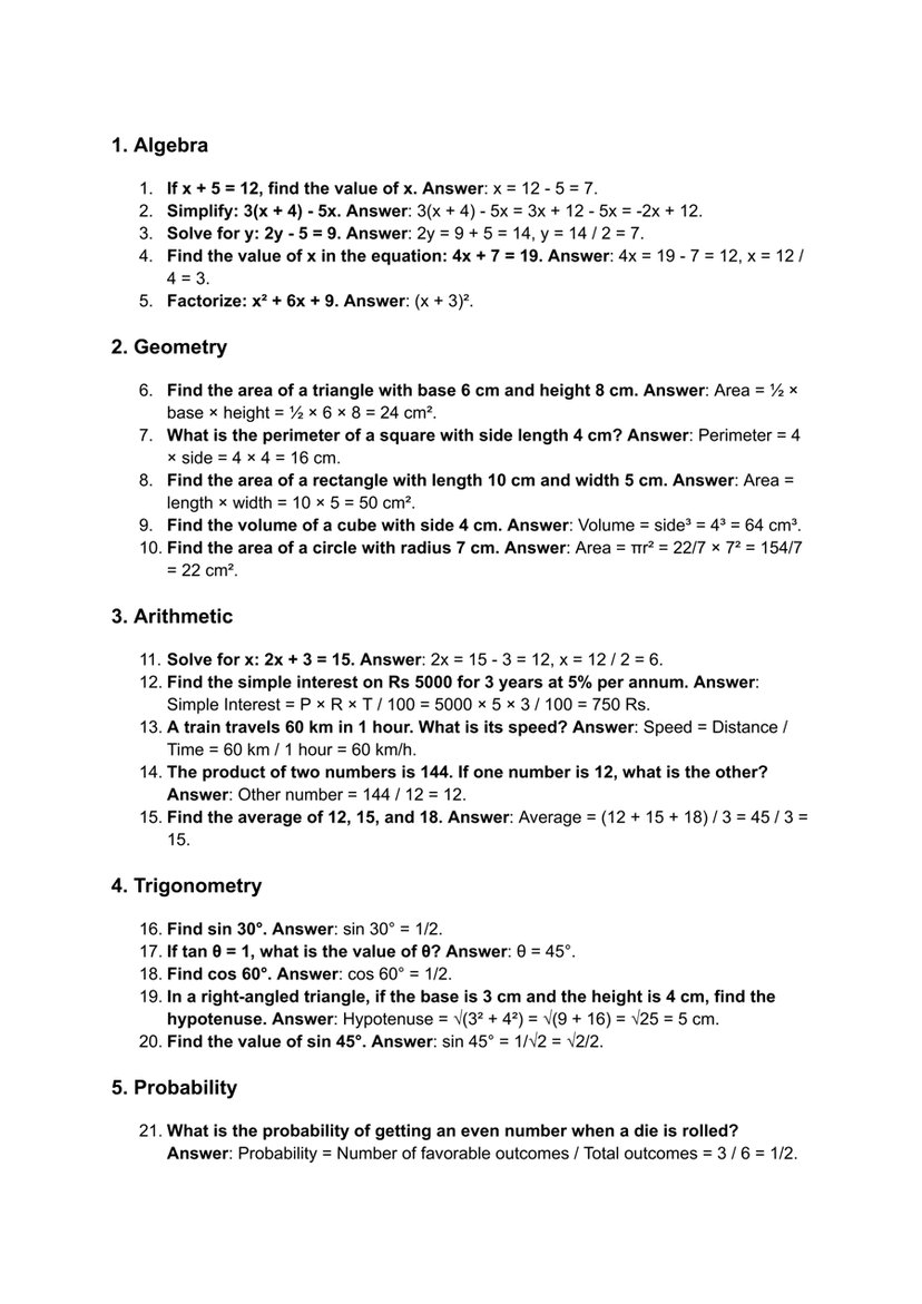 UP Board 10th Class Math Important Questions with Answers (Past 10 Years)