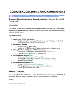Chapter 4: Managing Input and Output Operations & Chapter 5 & 6: Loops ...