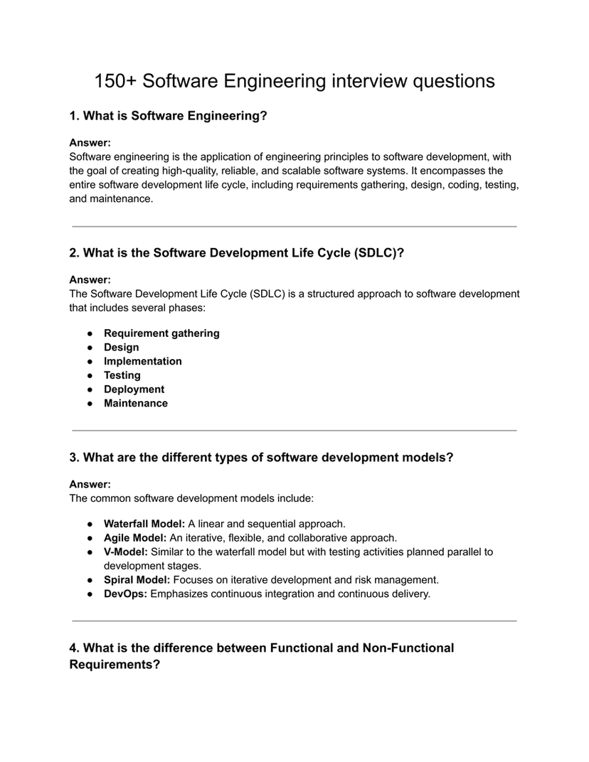 Handwritten Software Engineering Interview & Viva Questions PDF | Quick Revision Cheatsheet 2025-26 | Full Syllabus for AKTU, MJPRU, Jadavpur & More...