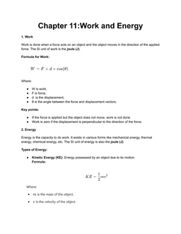 Work and Energy - Detailed Guide notes Questions and Answers for Class 9 (CBSE & UP Board)