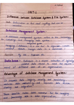 DBMS Unit 1MJP Rohilkhand university