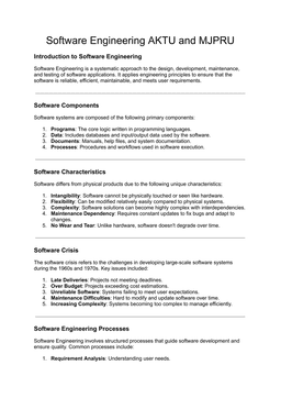 Software Engineering for AKTU and MJPRU Students with interviews questions and answers: Key Concepts, Models, and Techniques
