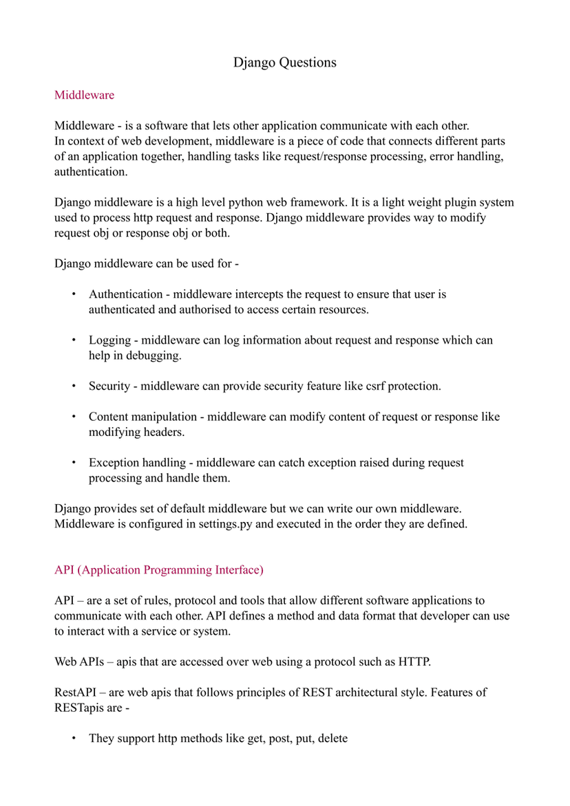 Python and Django Interview Topics + Cheatsheet for Quick Revision