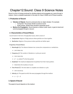 Sound: class 9th Understanding Its Properties, Types, and Applications and questions and answer – Complete Guide for Class 9 Students