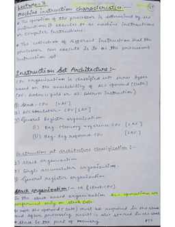COA Machine Instructions notes free download